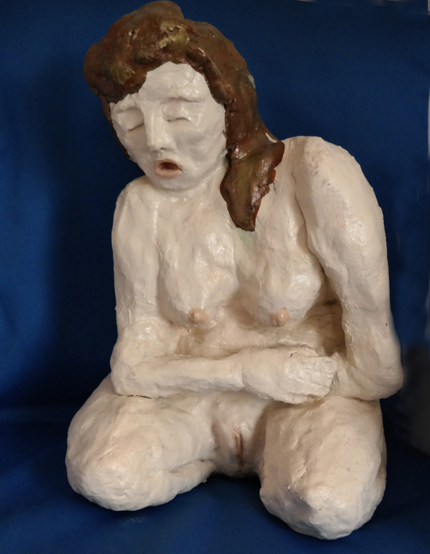 Frau in tiefer Depression, für Marianne - weisser und roter Ton